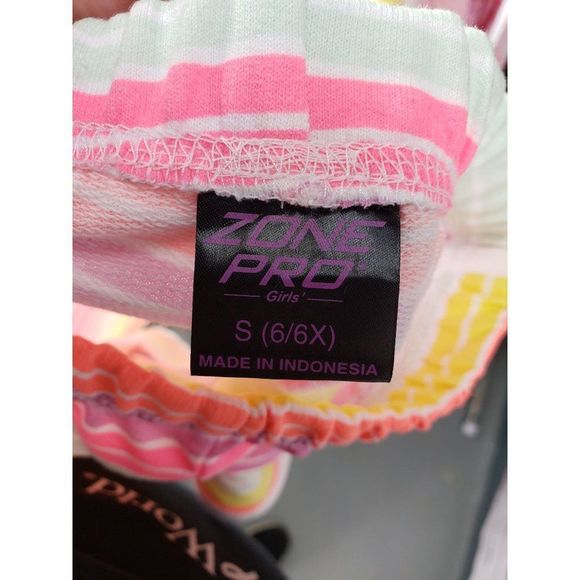 Zone Pro Small 6/6x Rainbow Sweat shorts girls new with tags hot pink hot orange - Picture 3 of 8